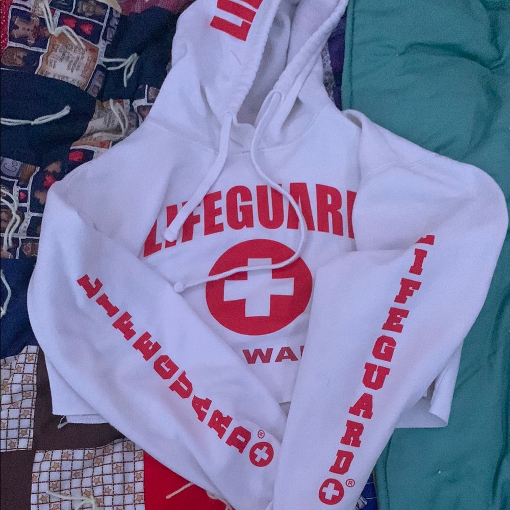 White and Red Lifeguard Hoodie